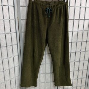 Men's Olive Green Fleece Jogger Pants with Drawstring Waist, Medium